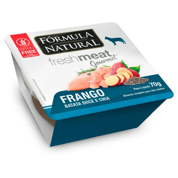 Ração Úmida Fórmula Natural Fresh Meat Gourmet Cães Adultos Frango, Batata Doce e Chia 70 g