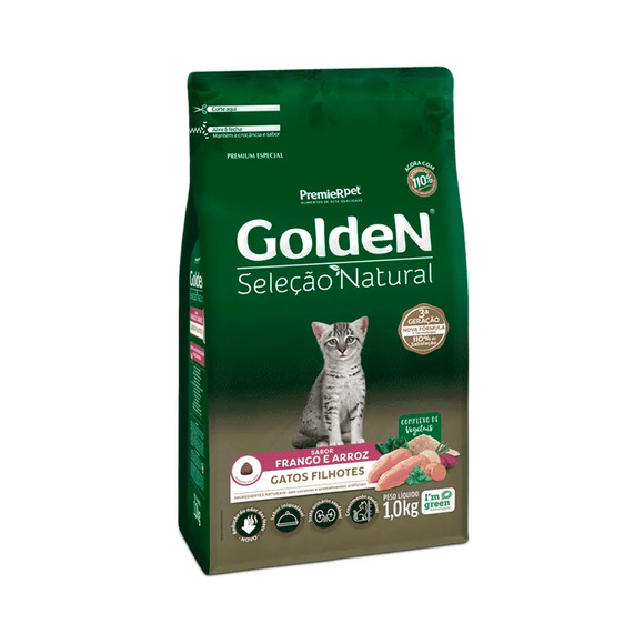 Golden Seleção Natural Gatos Filhotes Frango e Arroz 1 kg