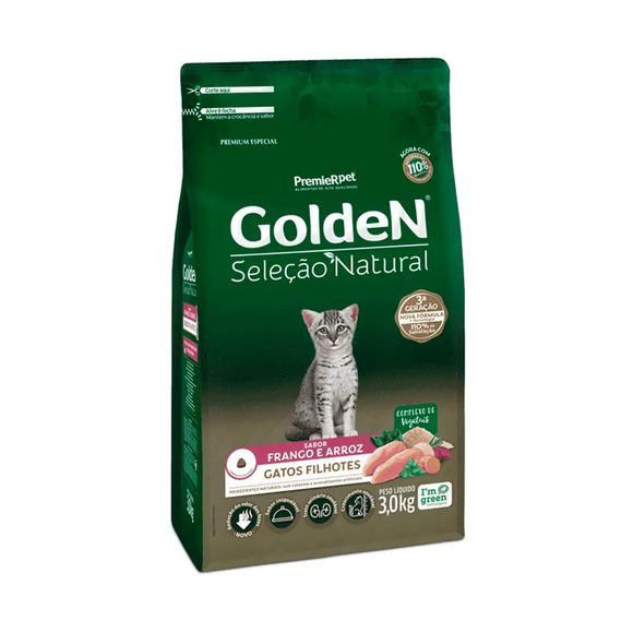 Golden Seleção Natural Gatos Filhotes Frango e Arroz 3 kg