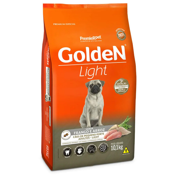 Golden Fórmula Light Cães Adultos Porte Pequeno Frango e Arroz 10,1 kg
