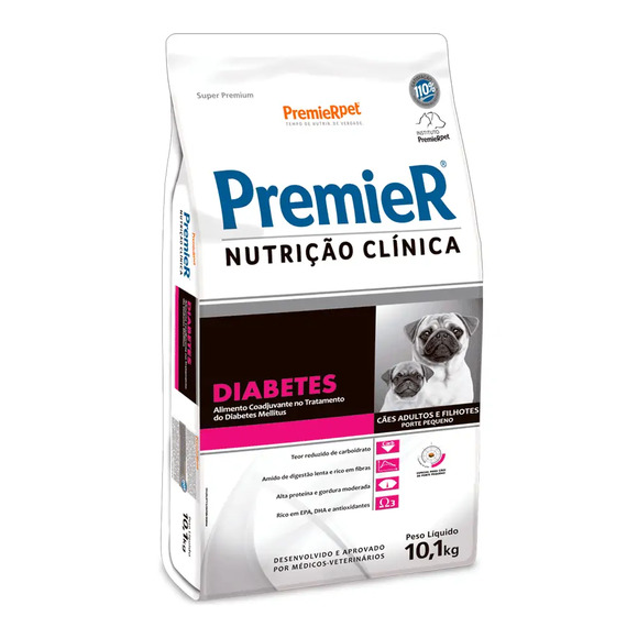 Premier Nutrição Clínica Diabetes Cães Adultos e Filhotes Raças Pequenas 10,1 kg