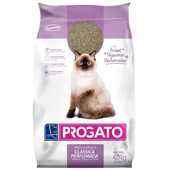 Areia Higiênica ProGato Clássica Perfumada Grãos Pequenos 4kg