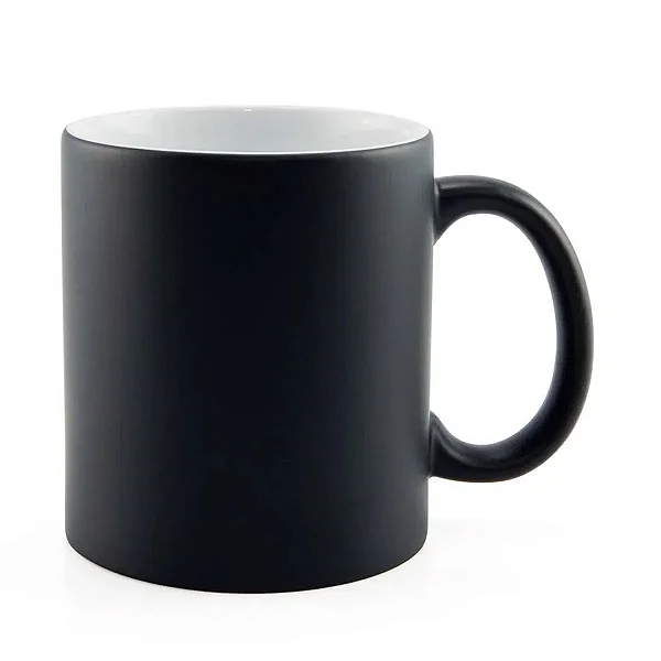 Caneca Mágica Cerâmica Preta Fosca Personalizável