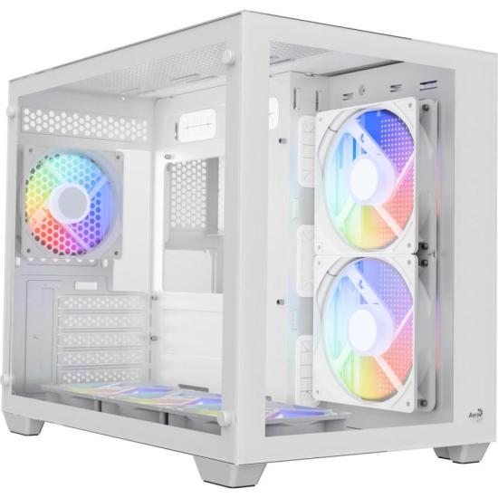 Gabinete Gamer Aerocool Dryft Mini Branco Com 6 fans ARGB Lateral Vidro