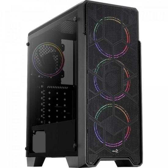 Gabinete Gamer Aerocool Ore Saturn Preto RGB Lat. Acrílico