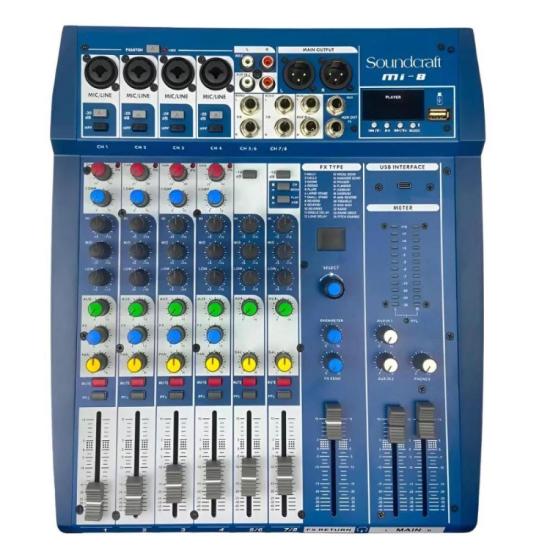 Mesa de Som Soundcraft MI-8 08 Canais USB