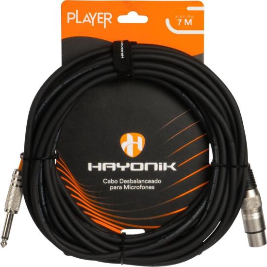 Cabo Para Microfone Hayonik Player XLR Fêmea x P10 7m Preto