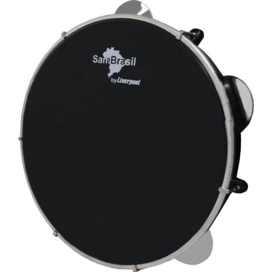 Pandeiro 10” Premium Pele Preta SamBrasil Liverpool Preto