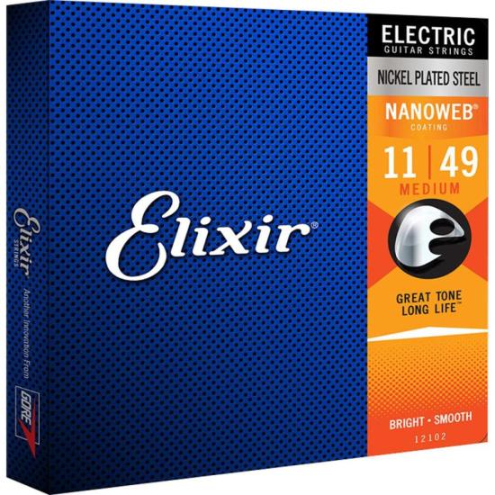 Encordoamento Para Guitarra .011 Medium Nanoweb Elixir