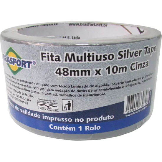 Fita Multiuso Silver Tape 48mm X 10m Cinza Brasfort