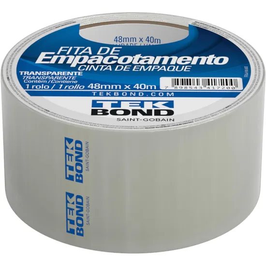 Fita de Empacotamento 48mmx40m Transparente Tekbond (4 Un)