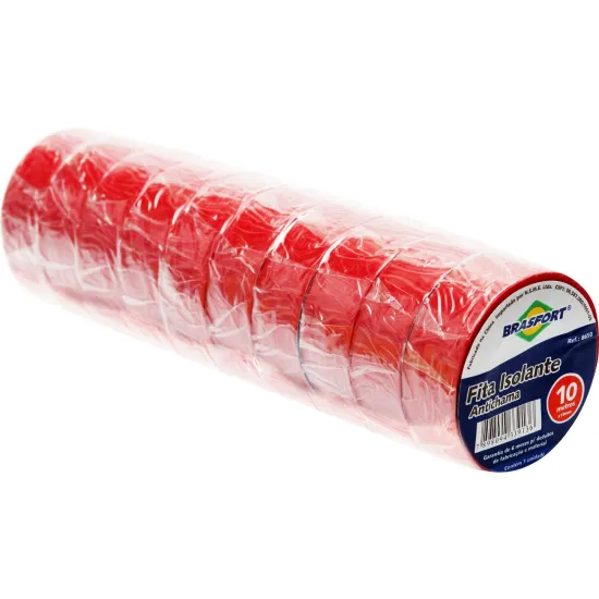 Fita Isolante Antichama 10MT Vermelha Brasfort