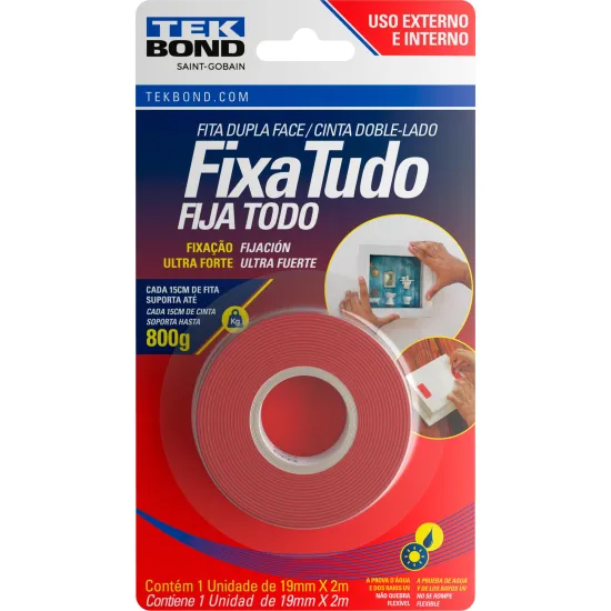 Fita Acrílica Uso Externo Fixa Tudo 19mmx2m Blister Tekbond