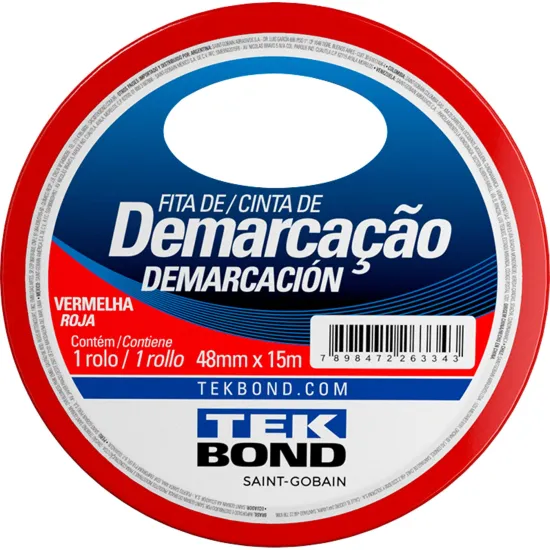 Fita Demarcação Vermelho 48mmx15m Tekbond
