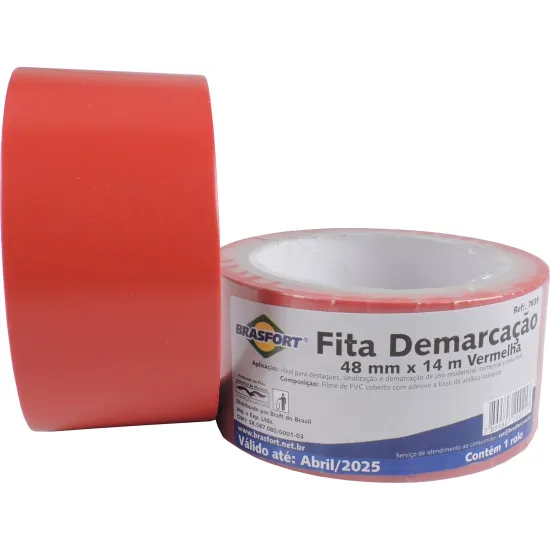 Fita Demarcação de Solo 48mm X 14m Vermelha Brasfort