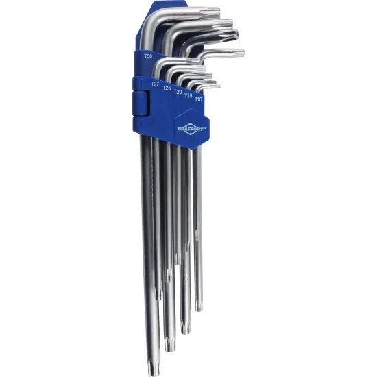 Kit de Chaves Hexalobular Longas Com 9 Peças T10 a T40 Brasfort