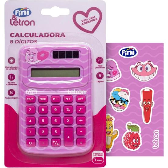 Calculadora de Bolso Letron Fini 8 Dígitos Rosa