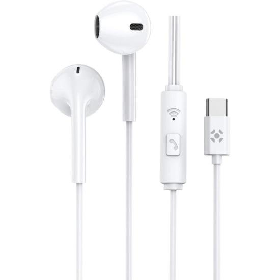 Fone de Ouvido Auricular Com Fio Tipo-C Fortrek EB210 Branco