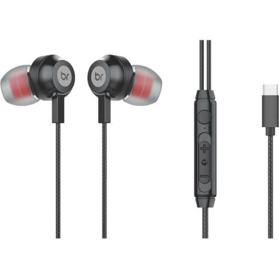 Fone de Ouvido Bright Ghost Com Microfone Tipo C Preto