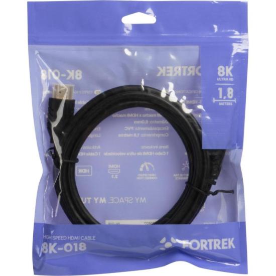 Cabo HDMI 2.1 8K 1,8m Preto 8K-018 Fortrek