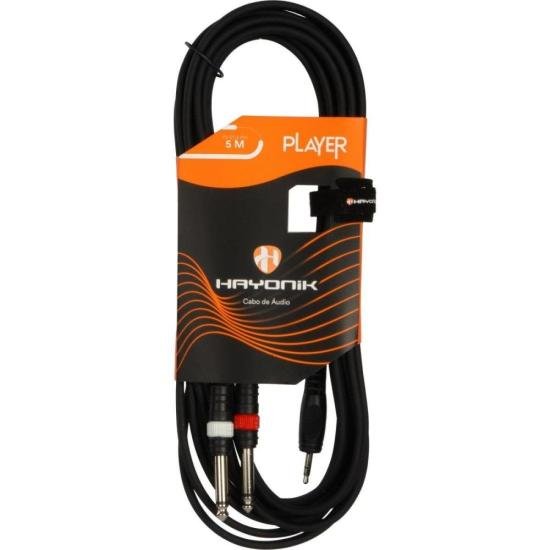 Cabo de Áudio Hayonik Player P2 x 2 P10 5m Preto