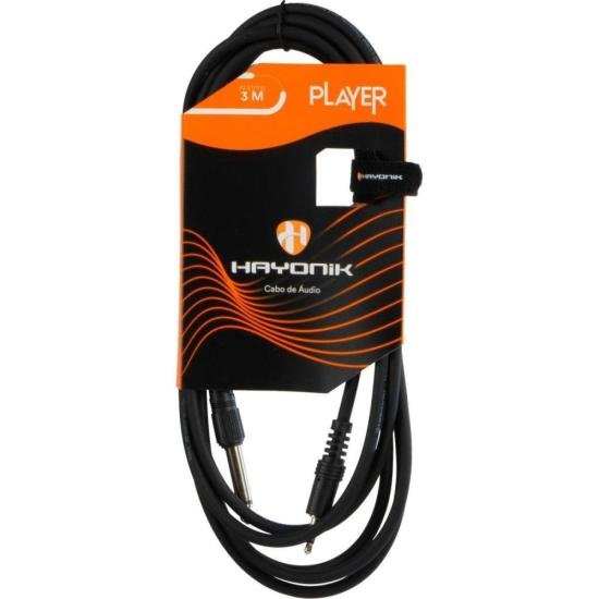 Cabo de Áudio Hayonik Player P2 x P10 3m Preto