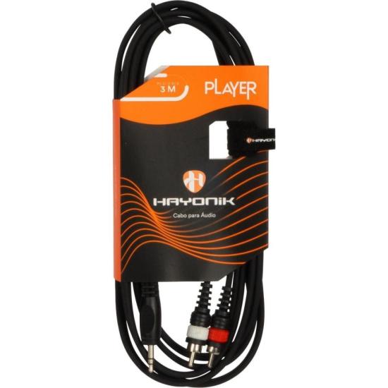 Cabo de Áudio Hayonik Player 1 P2 x 2 RCA 3m Preto