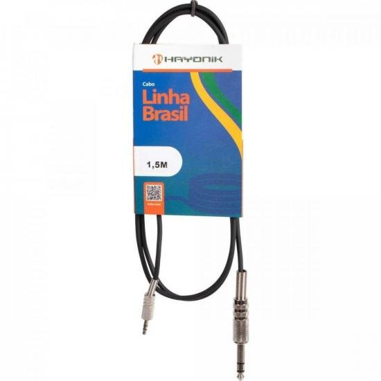 Cabo de Áudio Hayonik Linha Brasil P2 Estéreo x P10 Estéreo 1,5m Preto
