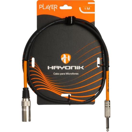 Cabo Para Microfone Hayonik Player XLR Macho x P10 Macho 1m Preto
