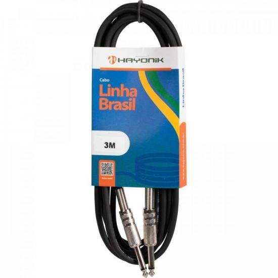 Cabo Para Instrumento Hayonik Linha Brasil P10 x P10 3m Preto