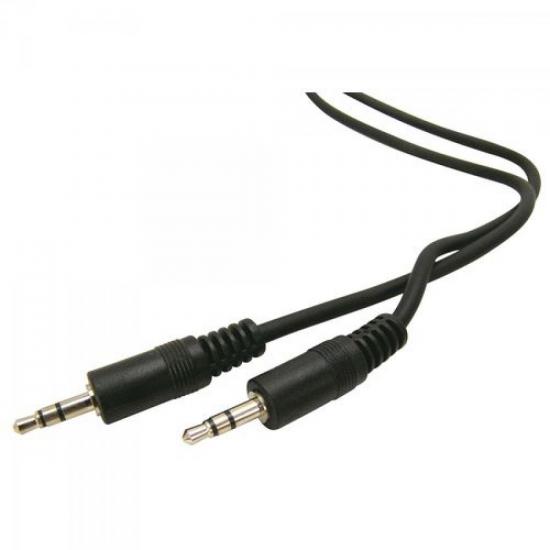 Cabo P2 estéreo + P2 estéreo Niquelado 1,8MT Preto Genérico - PCT / 10
