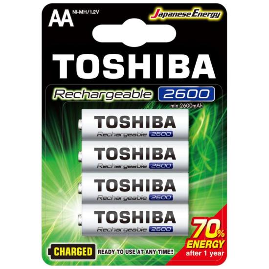 Pilha Recarregável AA 1,2v 2600mAh TNH6GAE (C/4 Pilhas) Toshiba