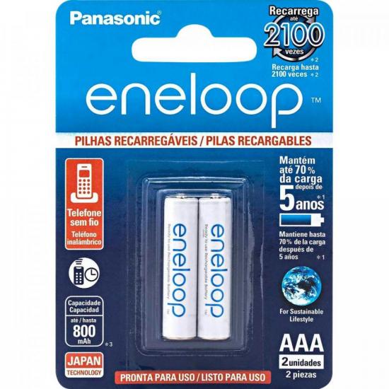 Pilha Recarregável 1,2V AAA 800mAh Eneloop (C/2 Pilhas) Panasonic - CAR / 2