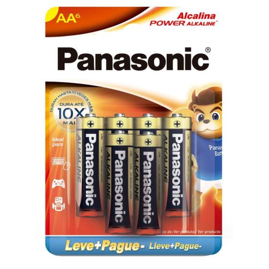 Pilha Alcalina 1,5V AA LR6 (C/6 Pilhas) Panasonic - CAR / 6