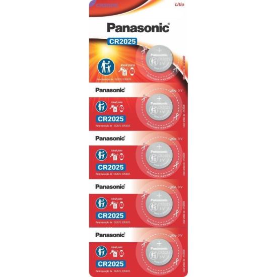 Pilha Moeda Lithium 3V CR2025 (C/5 Pilhas) Panasonic - CAR / 5
