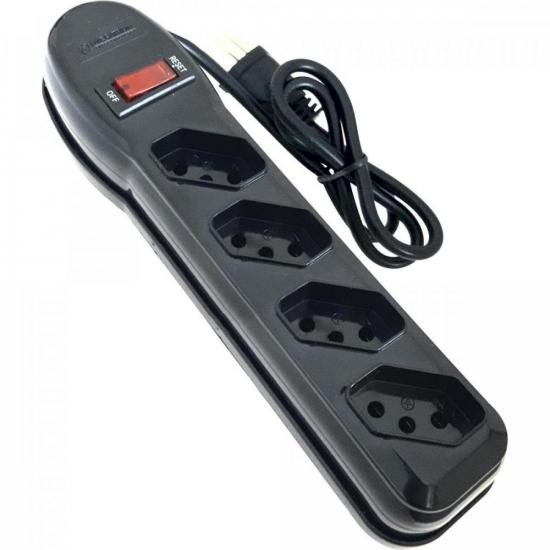 Filtro de Linha Com 4 Tomadas 1M Circuit Breaker Preto Megatron