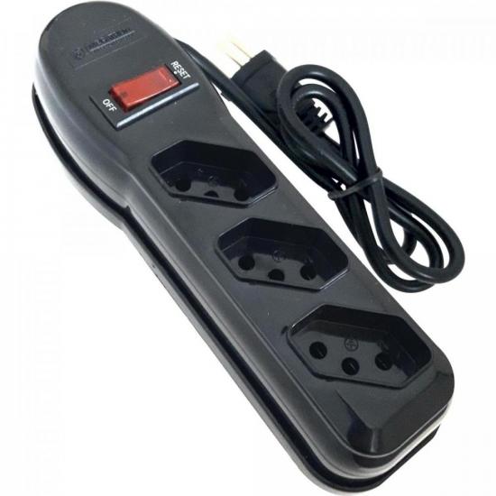 Filtro de Linha Com 3 Tomadas 1M Circuit Breaker Preto Megatron