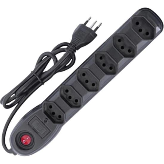 Filtro de Linha Com 6 Tomadas 1M Bivolt Preto Megatron