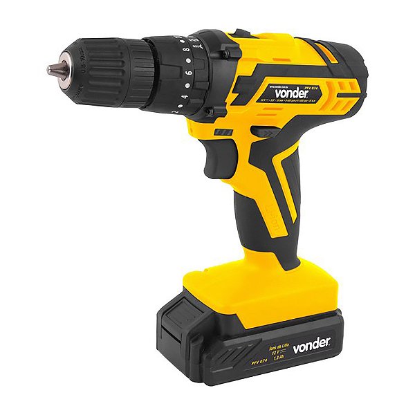 PARAFUSADEIRA/ FURADEIRA BATERIA VONDER PFV074 12V + KIT 74 PEÇAS
