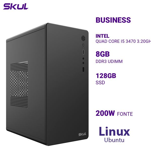 Computador B500 Quad Core I5 3470 3.20Ghz Mem 8Gb Ddr3 Ssd 128Gb Fonte 200W Linux Ubuntu