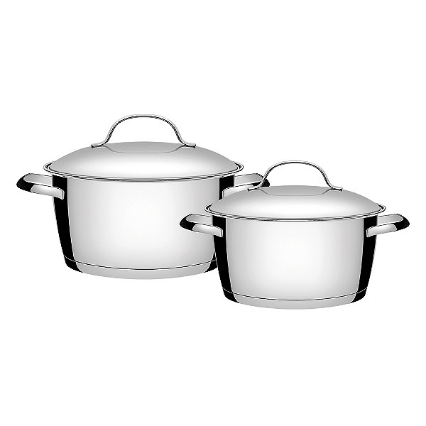 Jogo de Panelas Tramontina Allegra em Aço Inox com Fundo Triplo - 2 Peças