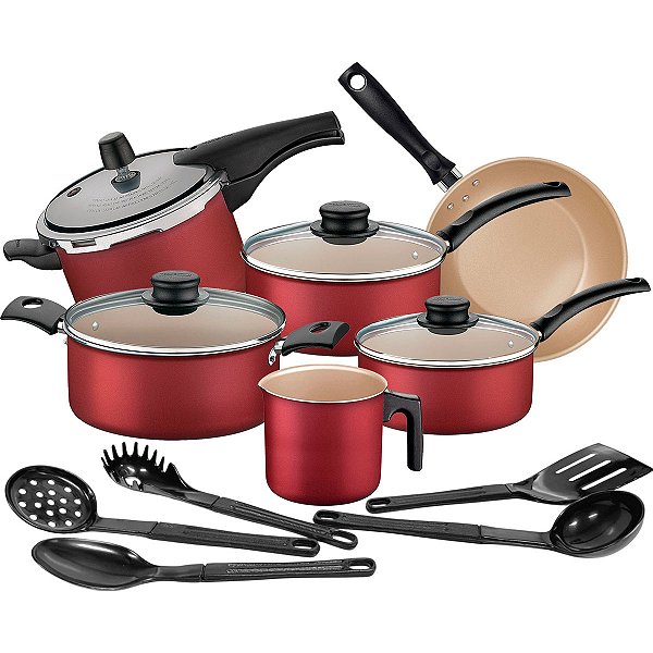 Jogo de Panelas Turim 5 peças com Panela de Pressão Vancouver 4,5L Tramontina com Jogo de Utensílios