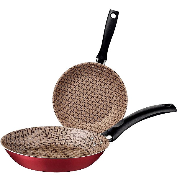 Jogo de Frigideiras Tramontina Turim em Alumínio Antiaderente Vermelho 2 Peças