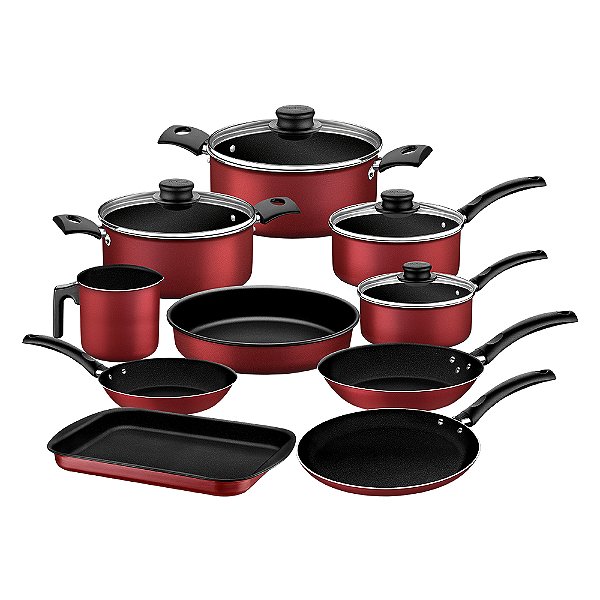 Jogo de Panelas Tramontina Turim com Revestimento Antiaderente Vermelho 10 Peças