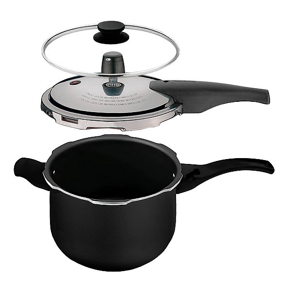 Panela de Pressão 2 em 1 Tramontina Vancouver Effect em Alumínio Revestimento Antiaderente Preto 4,5L