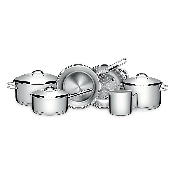 Jogo de Panelas Indução Tramontina Solar em Aço Inox 6 Peças