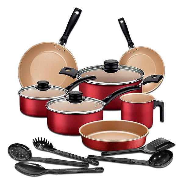 Jogo de Panelas Tramontina Turim 12 Peças Com Assadeira e Fervedor Alumínio e Kit Utensílios