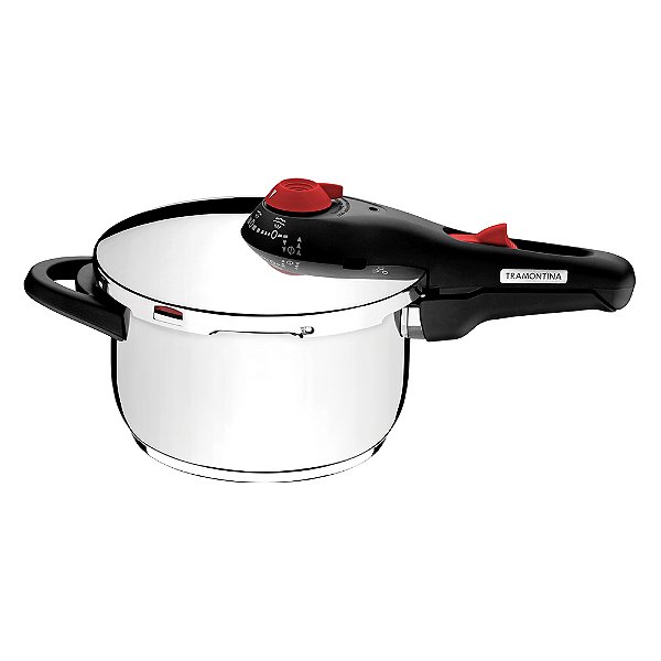 Panela de Pressão Tramontina Solar em Aço Inox Fundo Triplo com 5 Dispositivos de Segurança 22cm 4,5L