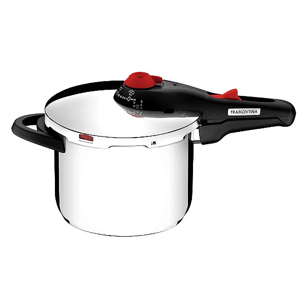 Panela de Pressão Tramontina Solar em Aço Inox Fundo Triplo com 5 Dispositivos de Segurança 22cm 6L