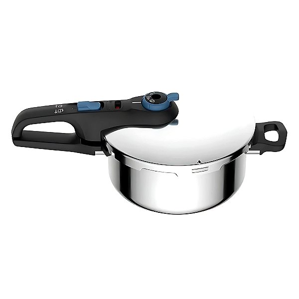 Panela De Pressão 22cm Aço Inox Secure Trendy com Indução e Fechamento Externo Rochedo 4L